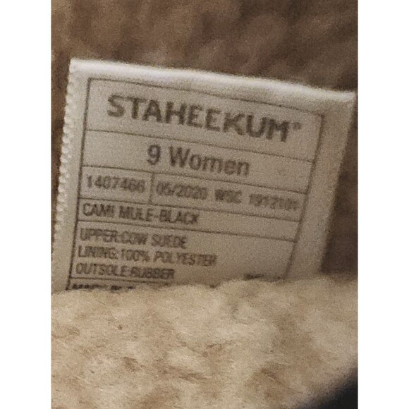 Staheekum Ladies'  Black Suede Lounge Sherpa Slip-On Cami Mule Select Size 9 - Picture 3 of 6